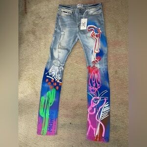 Mackeen® Binge Spray Street Wear Skinny Stretch Jean 30X32​​​​​​​​​​​​​​​